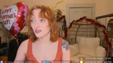 Snapshot of beckthetongue chatting on February 14, 9:43 pm Beck the tongue online show from February 14, 9:43 pm