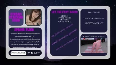 Snapshot of foxy_gamer chatting on May 15, 1:12 am Lex Vive foxygamer cb online show from May 15, 1:12 am