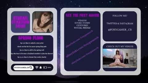 Snapshot of foxy_gamer chatting on May 23, 1:33 am Lex Vive foxygamer cb online show from May 23, 1:33 am