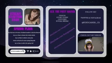 Snapshot of foxy_gamer chatting on May 29, 1:36 am Lex Vive foxygamer cb online show from May 29, 1:36 am