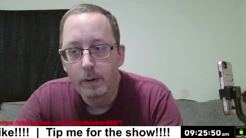 Snapshot of hybridhuman666 chatting on October 6, 2:25 pm Bob Anderson online show from October 6, 2:25 pm