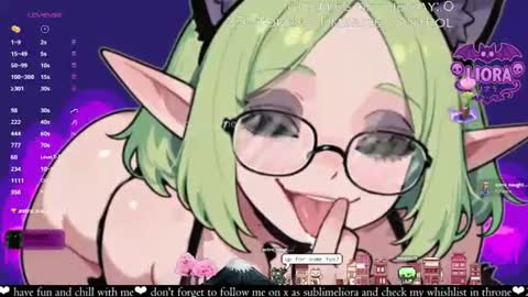 Snapshot of liorasublime chatting on June 23, 3:37 am im Liora uwu online show from June 23, 3:37 am