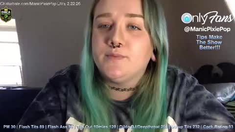 Snapshot of manicpixiepop chatting on February 22, 9:46 pm ManicPixiePop online show from February 22, 9:46 pm