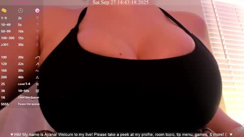 Snapshot of queenayana chatting on September 27, 9:42 pm Ayana Delatorre online show from September 27, 9:42 pm