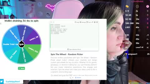 Snapshot of scarlettpython1 chatting on October 17, 2:30 pm Scarlett online show from October 17, 2:30 pm