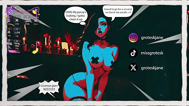 Snapshot of GroteskJane chatting on April 18, 2:54 pm GroteskJane online show from April 18, 2:54 pm
