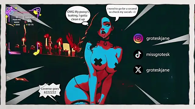 Snapshot of GroteskJane chatting on April 18, 9:59 pm GroteskJane online show from April 18, 9:59 pm