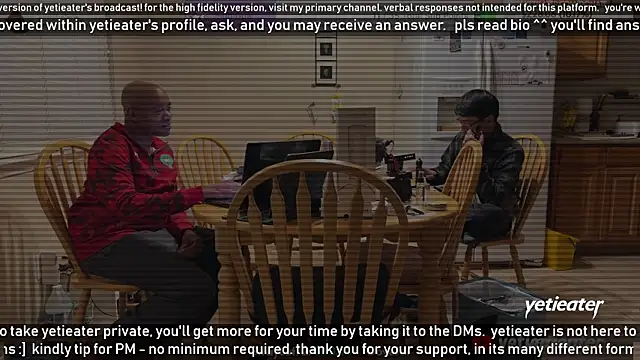 Snapshot of yetieater chatting on January 27, 12:01 am yetieater online show from January 27, 12:01 am